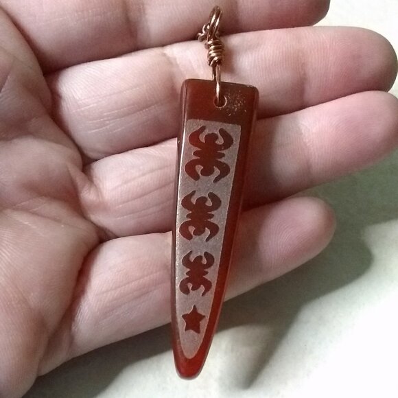 Extra Long & Slender Agate Necklace! Frosted Surface Design - Sleek + Minimalist - Picture 3 of 9